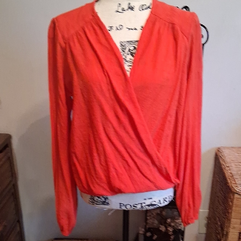Free People Women's Orange/red Wrap Top M